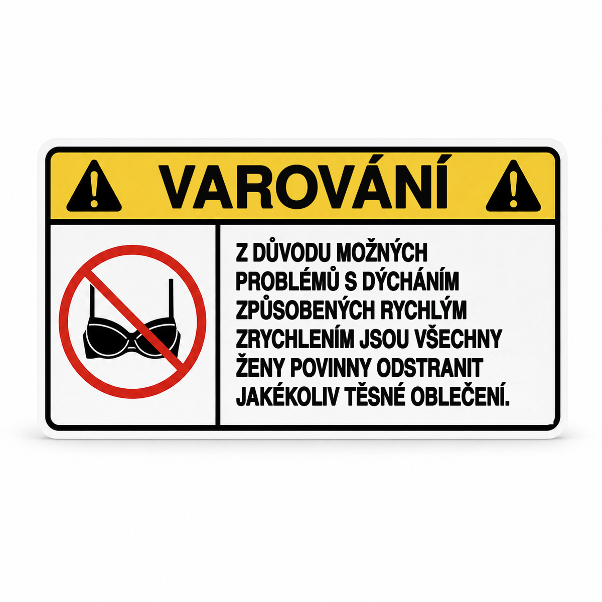 Nálepka VAROVANIE – Dýchanie – česká verzia