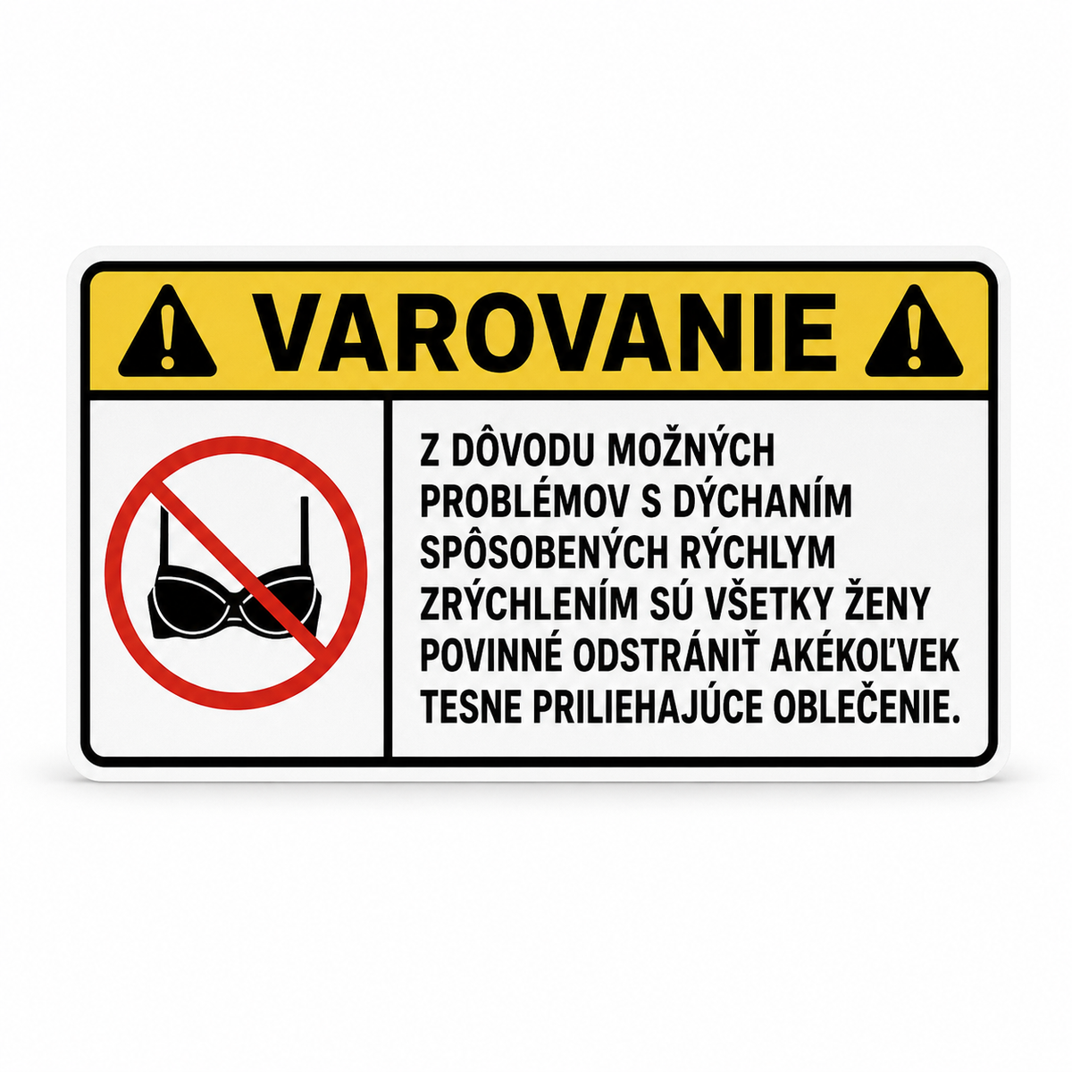Nálepka VAROVANIE – Dýchanie – slovenská verzia