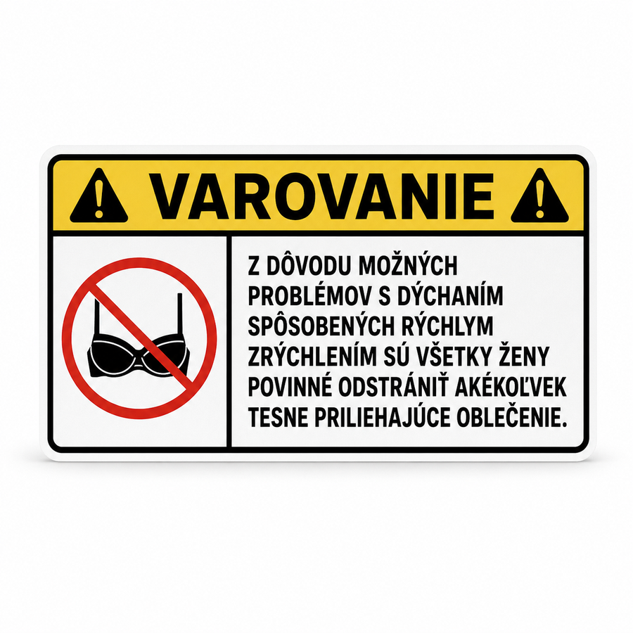 Nálepka VAROVANIE – Dýchanie – slovenská verzia