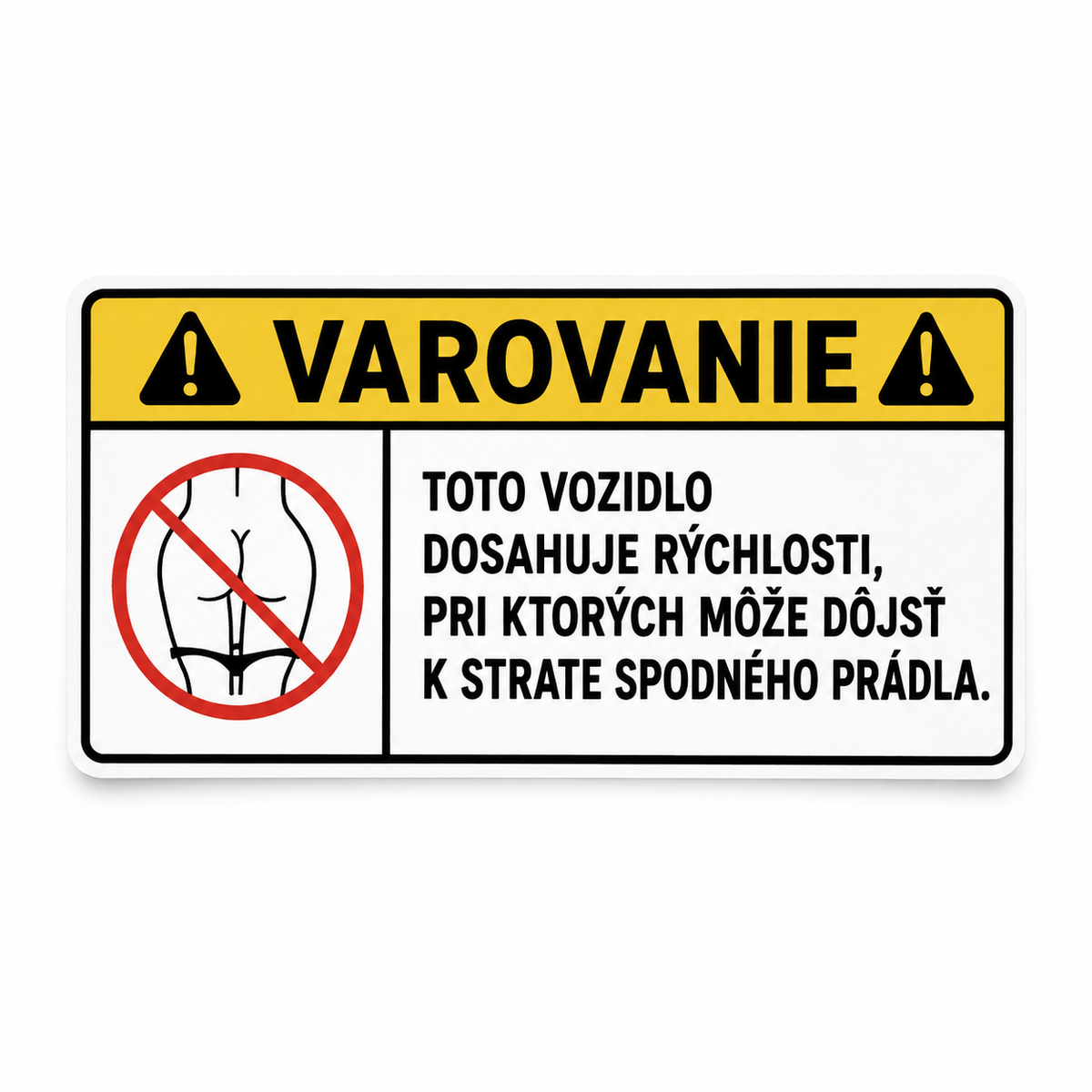 Nálepka VAROVANIE – Rýchlosť – slovenská verzia