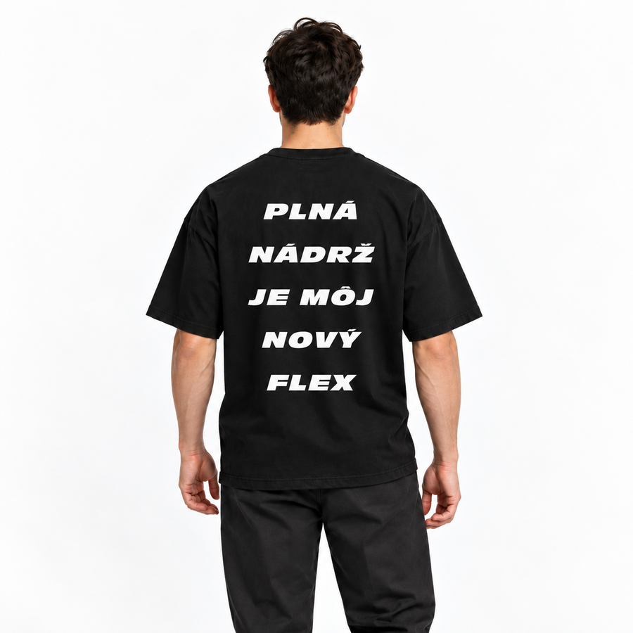 Plná nádrž je môj nový flex – čierne tričko zozadu