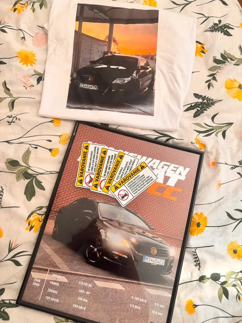 Reálna objednávka Auto Obrazy č. 15 – custom obraz auta a potlačené tričko od zákazníka